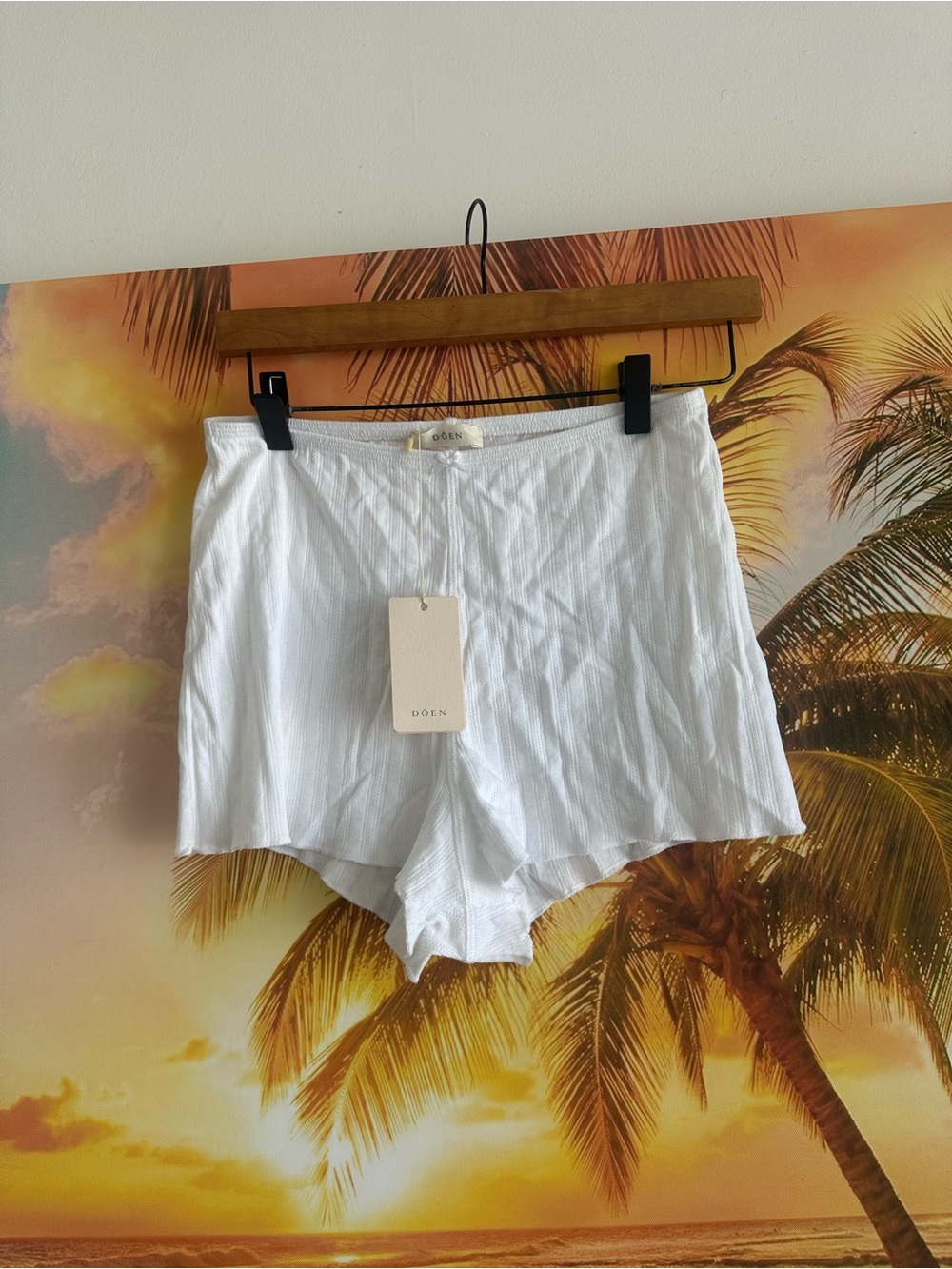 Doen White High-Waist Linen-Blend Shorts